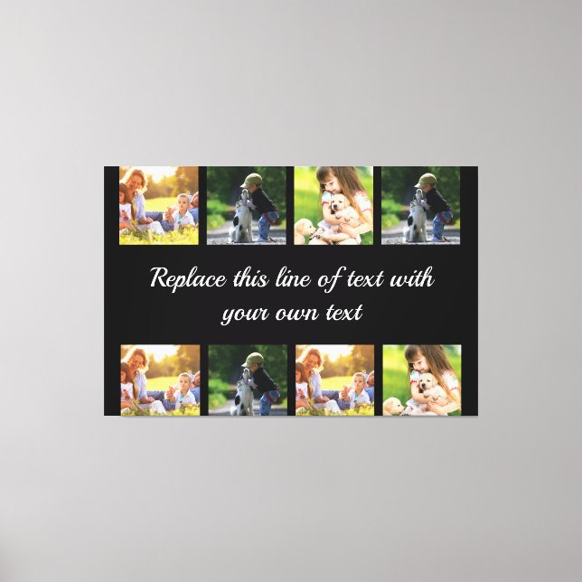 Personalise photo collage and text fleece blanket canvas print (Front)