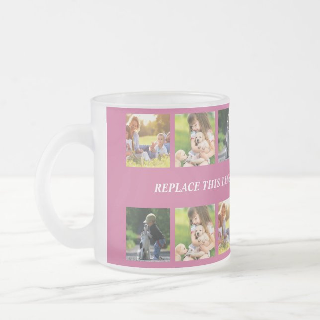 Personalise photo collage and text frosted glass coffee mug (Left)