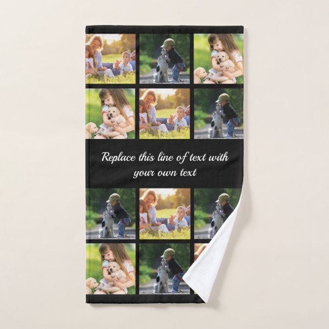 Personalise photo collage and text hand towel (Hand Towel)