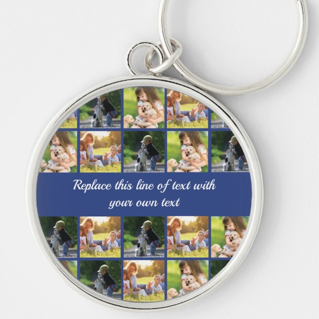 Personalise photo collage and text key ring (Front)