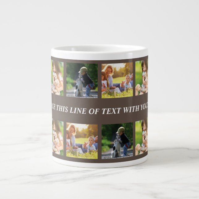 Personalise photo collage and text large coffee mug (Front)