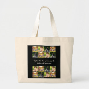 Personalise photo collage and text large tote bag