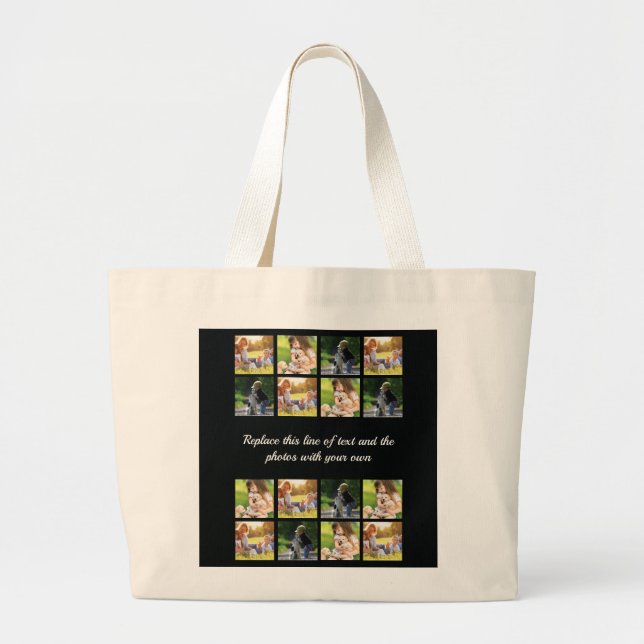 Personalise photo collage and text large tote bag (Front)