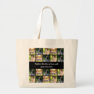 Personalise photo collage and text large tote bag