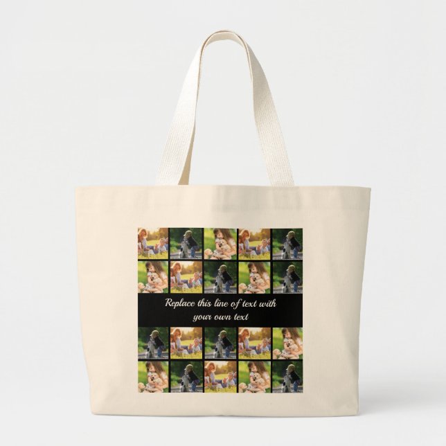 Personalise photo collage and text large tote bag (Front)