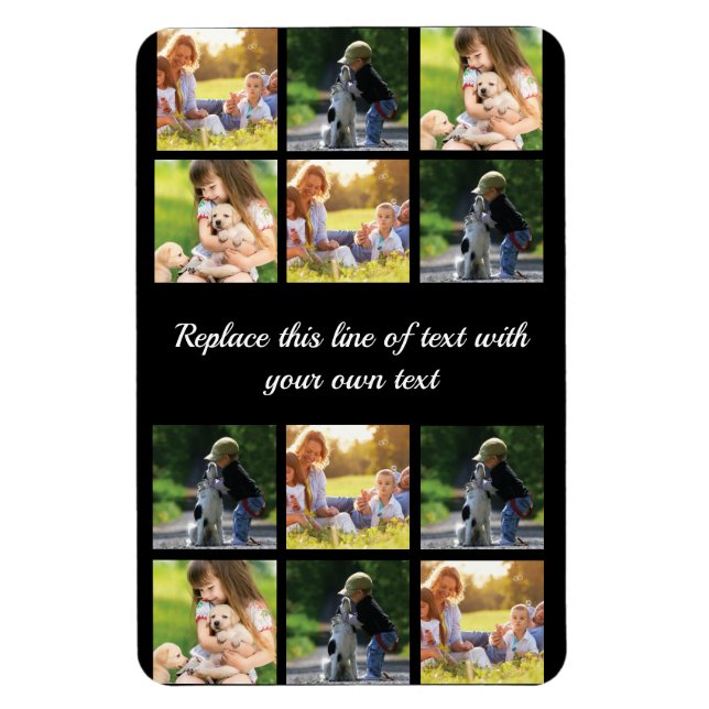 Personalise photo collage and text magnet (Vertical)