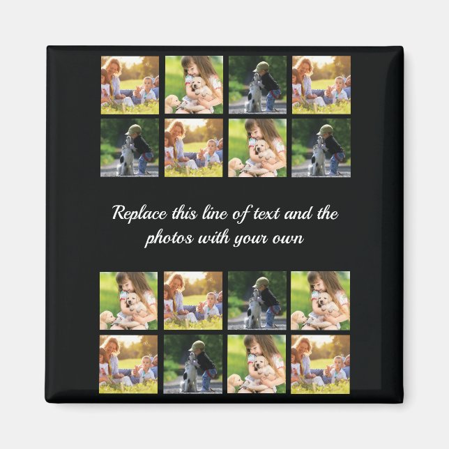 Personalise photo collage and text magnet (Front)