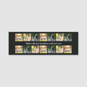 Personalise photo collage and text name tag