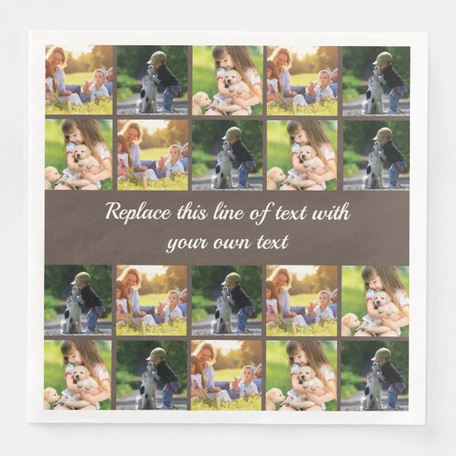 Personalise photo collage and text napkin (Front)