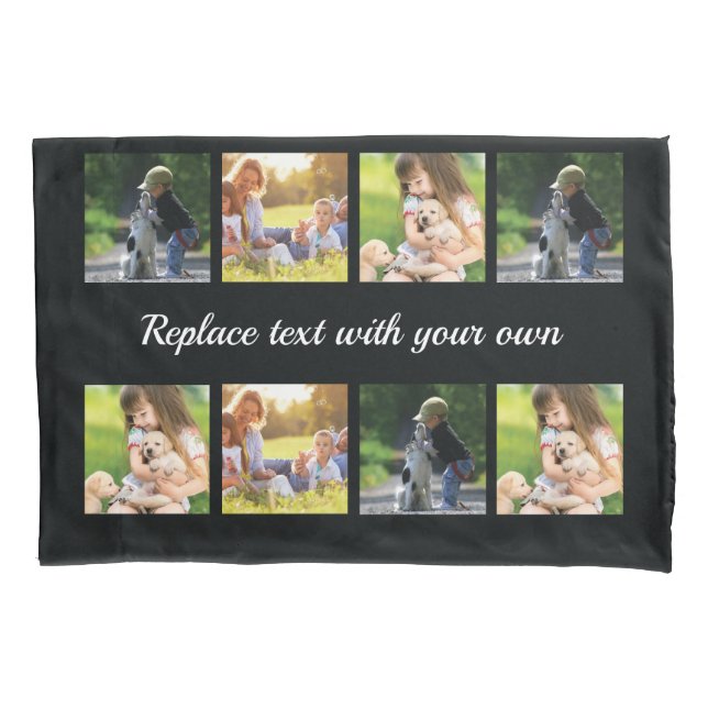 Personalise photo collage and text pillow case (Front)
