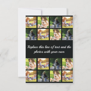 Personalise photo collage and text RSVP card