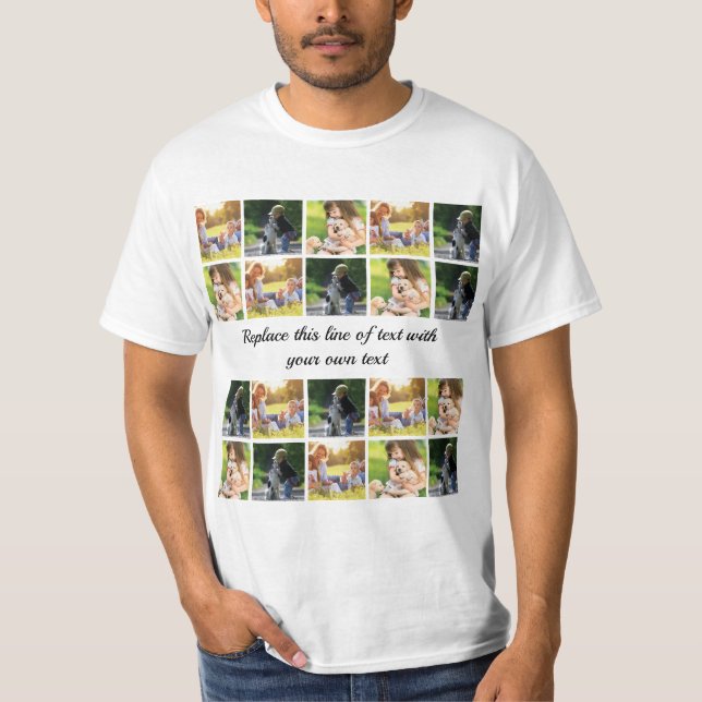 Personalise photo collage and text T-Shirt (Front)