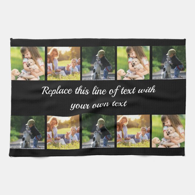 Personalise photo collage and text tea towel (Horizontal)