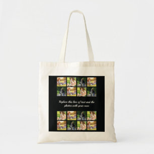 Personalise photo collage and text tote bag