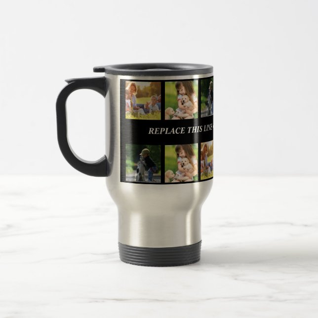 Personalise photo collage and text travel mug (Left)