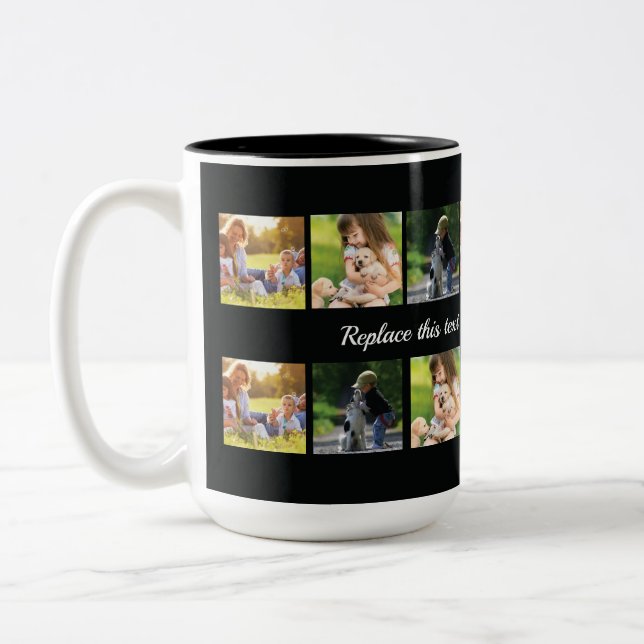 Personalise photo collage and text Two-Tone coffee Mug (Left)