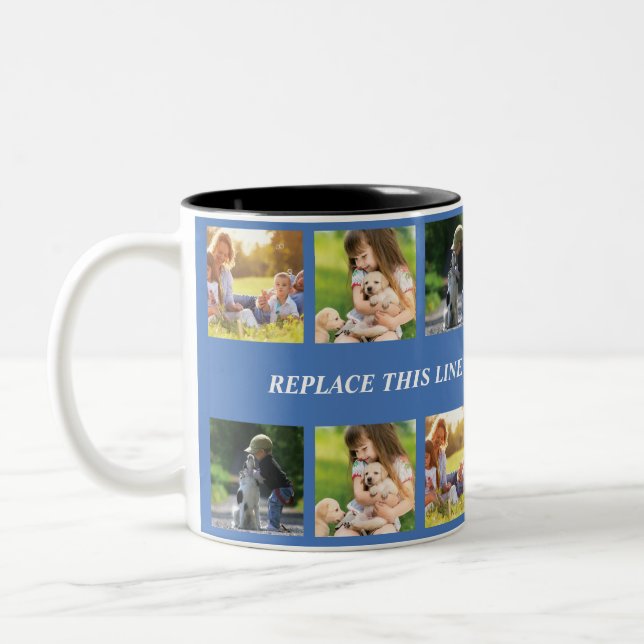 Personalise photo collage and text Two-Tone coffee mug (Left)