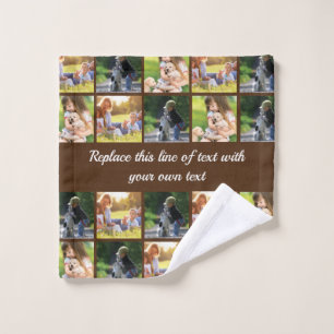 Personalise photo collage and text wash cloth