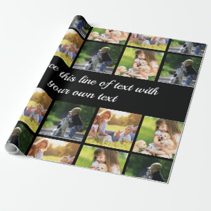 Personalise photo collage and text wrapping paper
