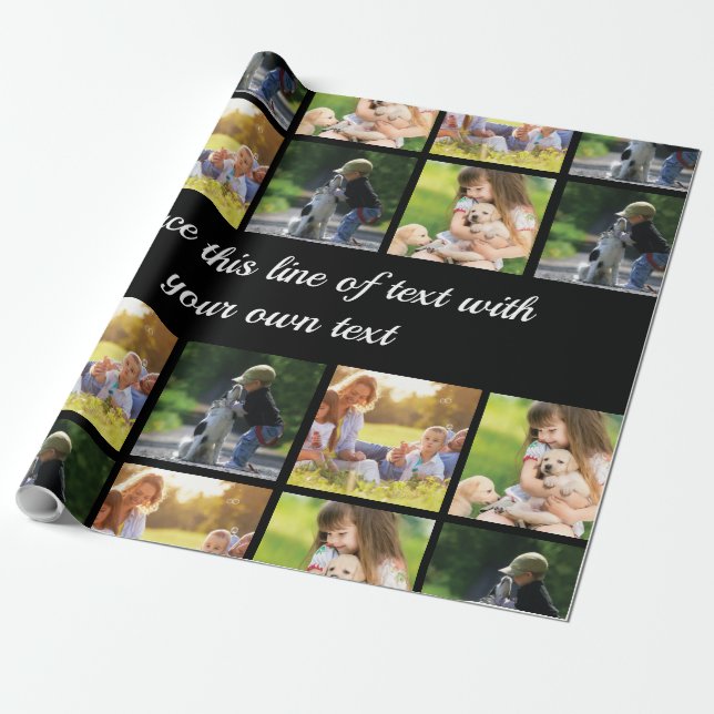 Personalise photo collage and text wrapping paper (Unrolled)
