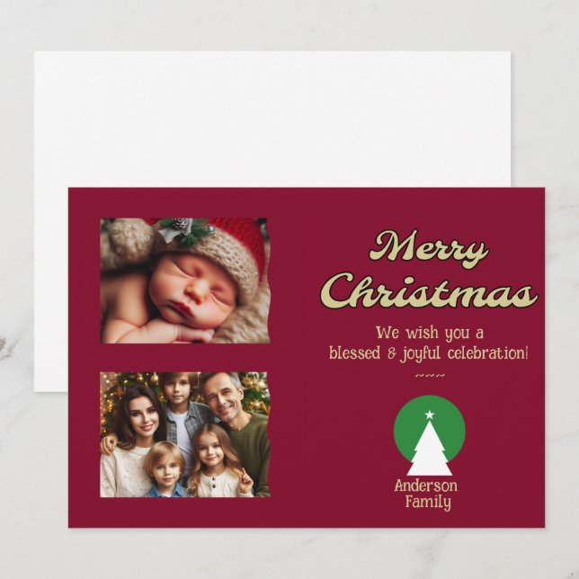 Personalise Photo Flat Christmas Holiday Card (Front/Back)