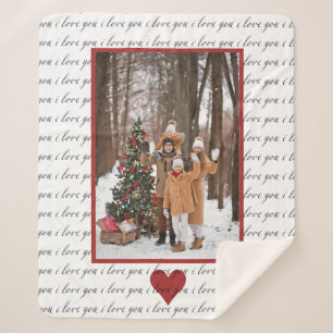 Personalise Photo I love you  Sherpa Blanket