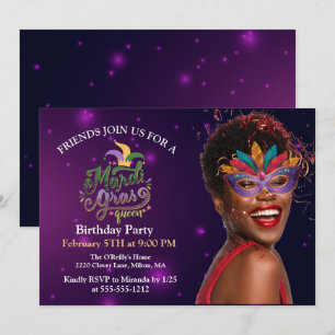 Personalise Photo Masquerade Masks Mardi Gras Invitation
