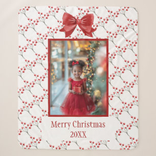 Personalise Photo Merry Christmas Sherpa Blanket