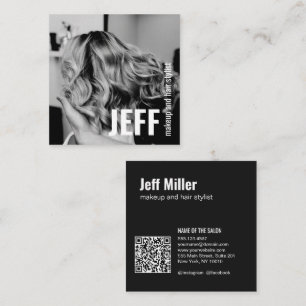 Personalise Photo Minimalist Hairdresser Salon Square Business Card