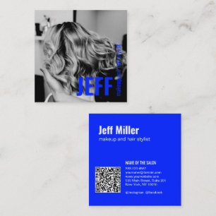 Personalise Photo Minimalist Hairstylist Salon Square Business Card