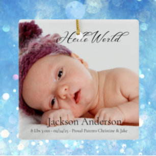 Personalise Photo Newborn Baby Birth Announcement Ceramic Ornament