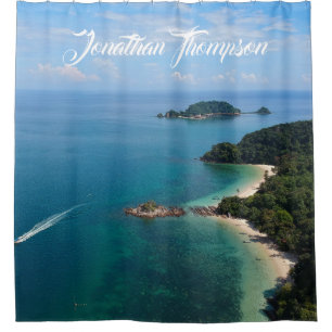 Personalise photo of ocean Blue water Blue sky Shower Curtain