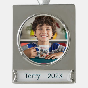 Personalise Photo Ready Silver Plated Banner Ornament