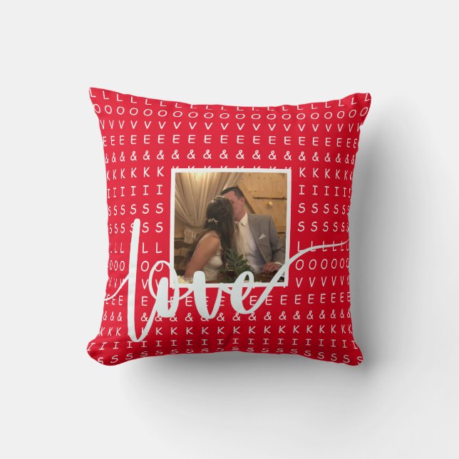  Personalise photo template love kisses red white  Cushion (Front)