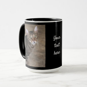 Personalise PHOTO & TEXT black Coffee Gift Mug