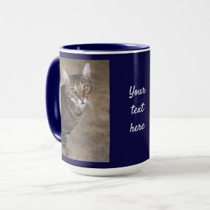 Personalise PHOTO & TEXT Navy Blue Coffee Gift Big Mug