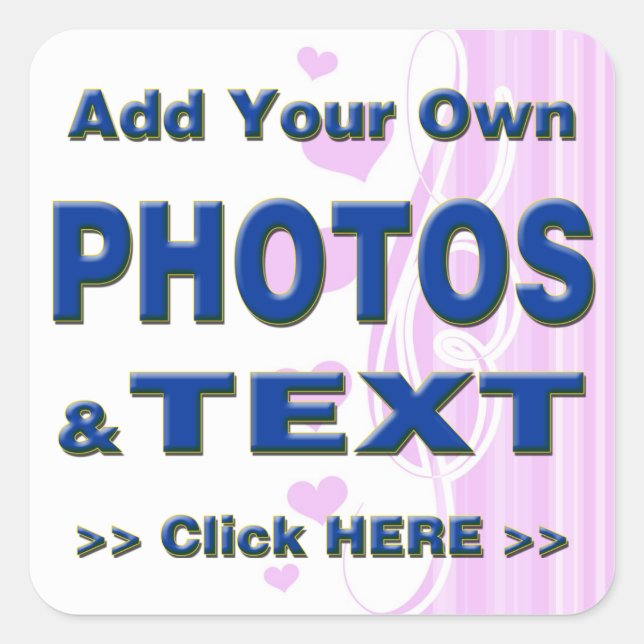 personalise photos text add images customise make square sticker (Front)