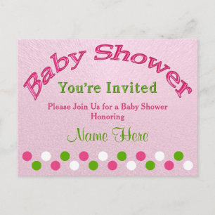 Personalise Pink and Green Baby Shower Invitations