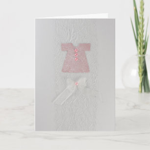 Personalise Pink Baby girl dress Baptism Card