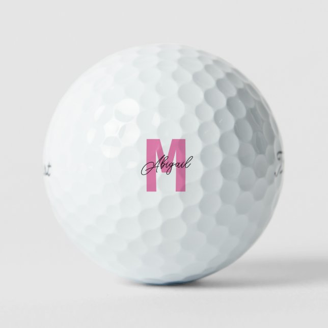 Personalise Pink & Black Custom Titleist Pro VI Golf Balls (Front)