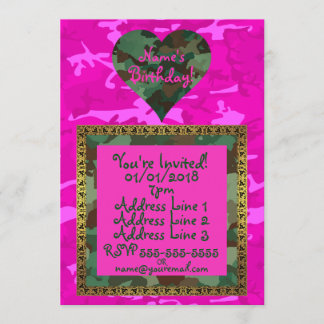 Personalise - Pink Camo Invitation