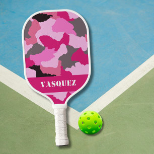 Personalise Pink Camo   Pink Camouflage Pickleball Paddle