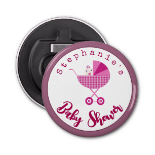 Personalise Pink Carriage Baby Shower Favour   Bottle Opener