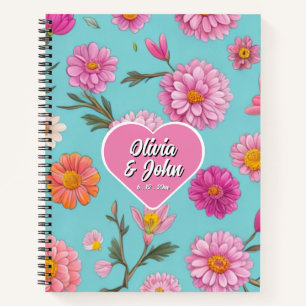 Personalise pink floral daisies pink flowers notebook