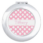 Personalise Pink Polka Dot Compact Mirror