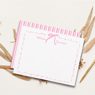 Personalise Pink Preppy Doodle Bow Tween/Teen Girl Card