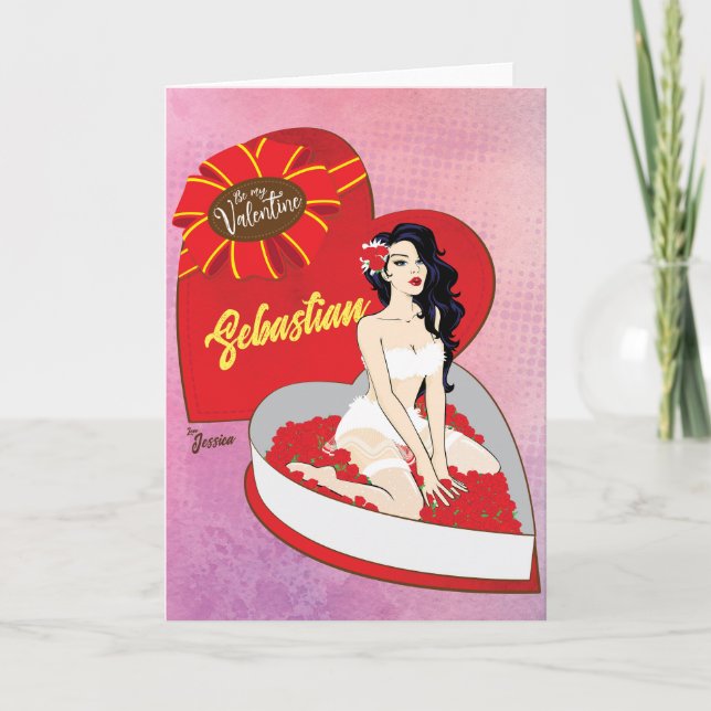 Personalise Pinup Be My Valentine Invitation (Front)