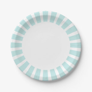 Personalise plate Aqua Blue stripes