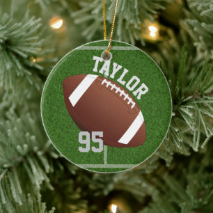 Personalise player Name and Number Football Ceramic Tree Decoration