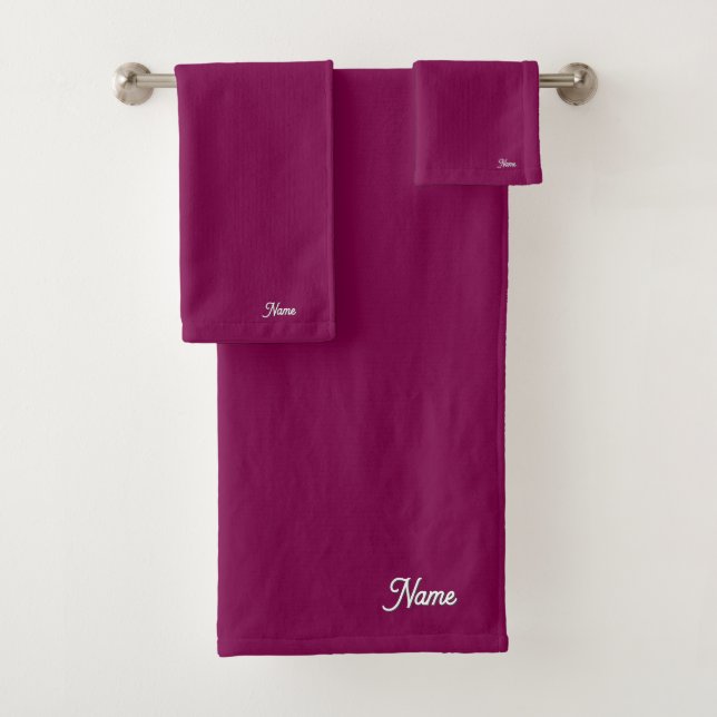 Personalise Plum Gift Personal      Bath Towel Set (Insitu)
